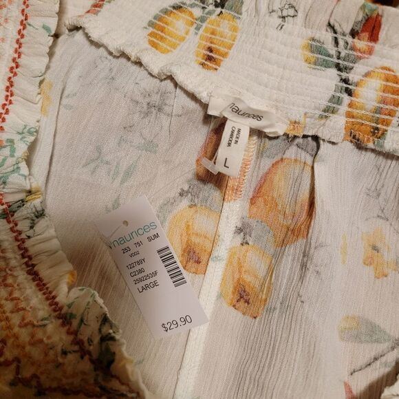 Maurices Lemon Strawberry patterned off shoulder top size Large NWT - Picture 4 of 4